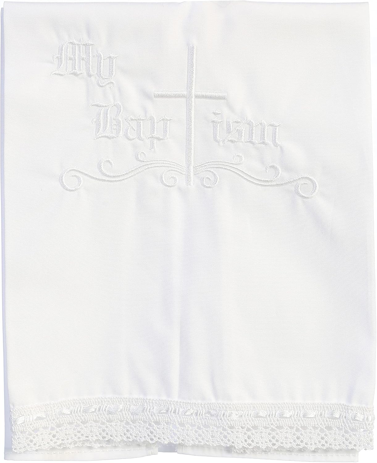 Pink Princess Made in USA - Baptism Towel for Girls and Boys - Baby White Christening Blanket - 100% Cotton Baptismal Towels - LDS
