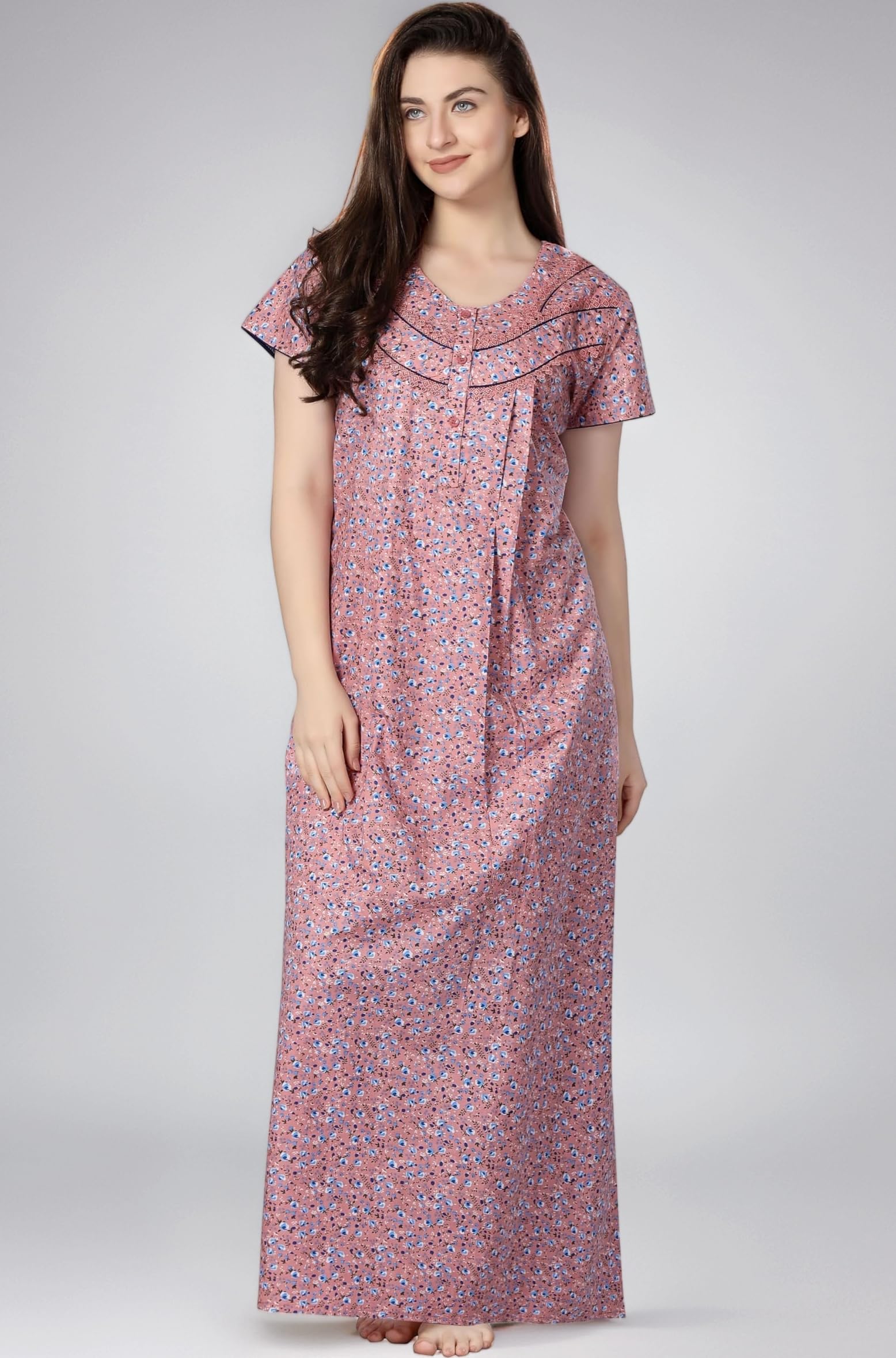 Soulemo Women Cotton Floor Length Nighty 1633