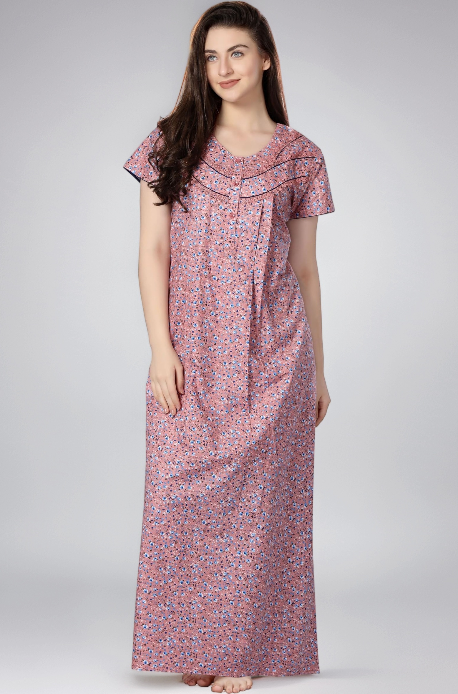 Soulemo Women Cotton Floor Length Nighty 1633