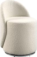OSP Lystra Swivel Barrel Vanity Chair in Cream Boucle Fabric - Modern Cottage Style, Fully Assembled, 360° Swivel