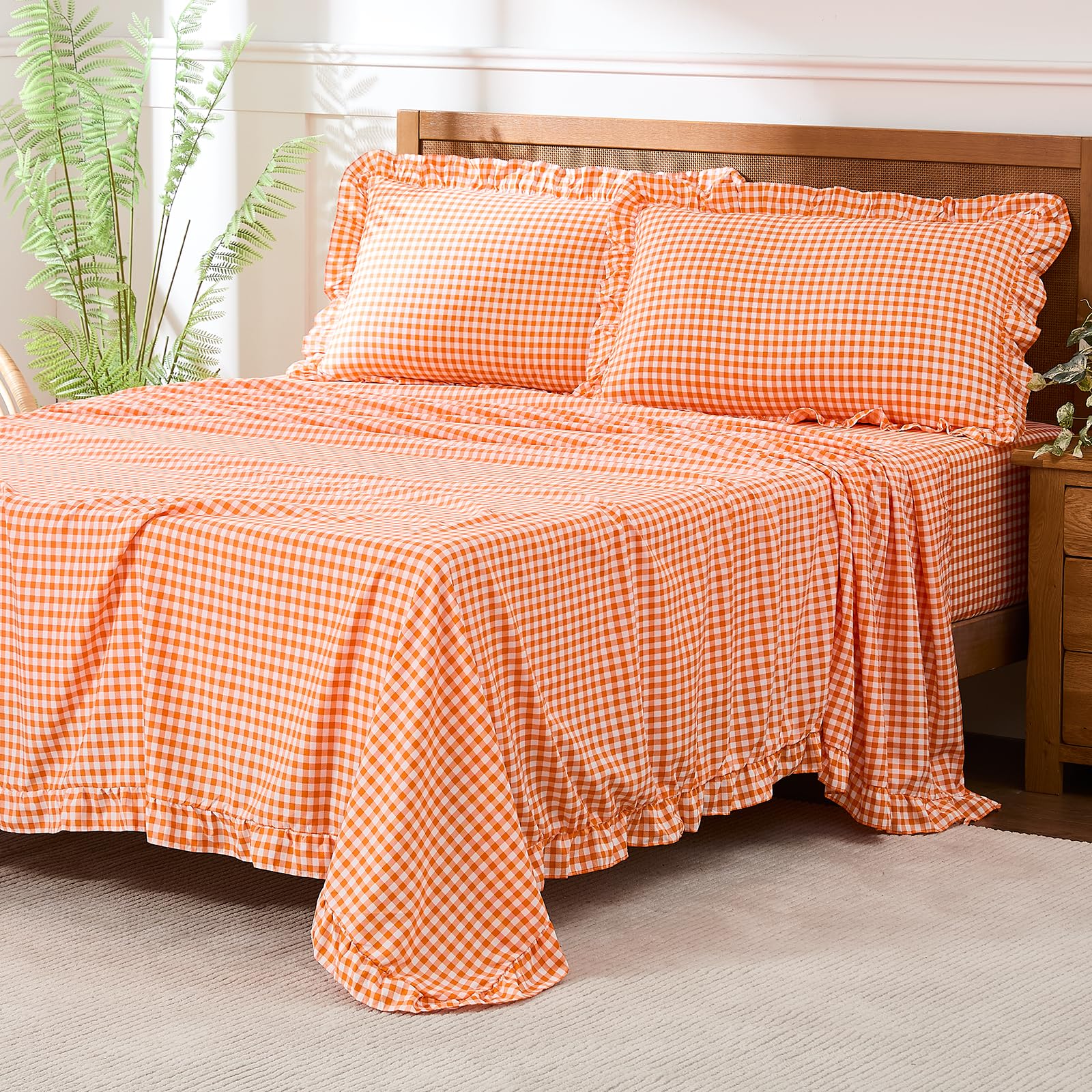 Amazon.com: kisswish Gingham Twin Sheet Set, Lightweight Super