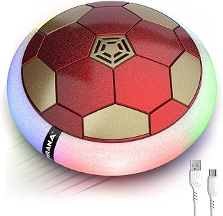 Mirana C-Type USB Rechargeable Battery Powered Hover Football Indoor Floating Hoverball Soccer Air Football Smart Made in India Fun Toy Best Gift for Kids Boys and Girls 2-10 Years (RedGolden)