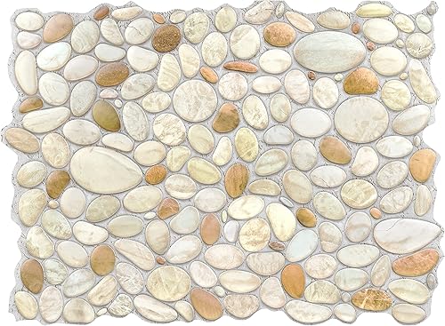 Concord Wallcoverings - Diseño retro natural de guijarros, paneles de pared decorativos de PVC, paquete de 6 en beige, naranja, gris, 17.5" x