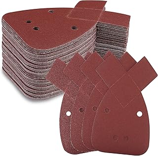 WORKPRO Mouse Sander Pads, 100 Pieces Detail Sanding Sheets with Extra 2 Tips for Replacement, Sandpaper Assorted 60 80 120 180 Grits to Fit Black and Decker Detail Palm Sander