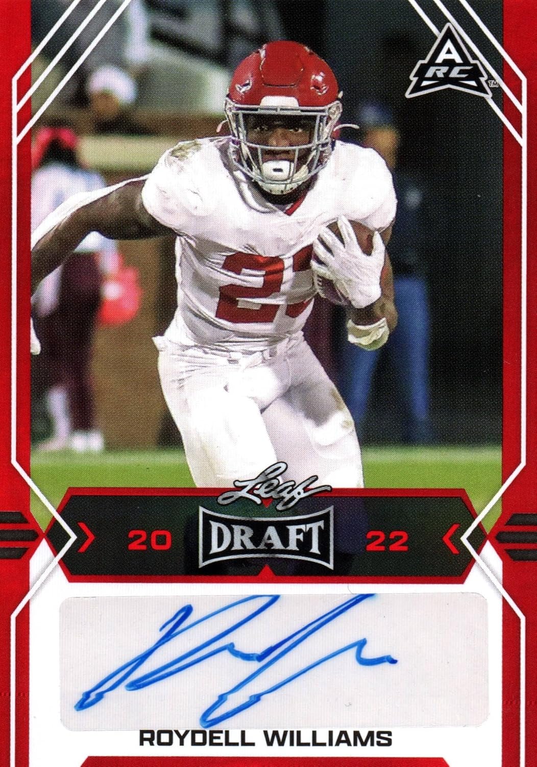 Roydell Williams Autographed Rookie Card Auto Collectible Football Card - 2022 Leaf Football Card #BA-RW1 (Floirda)
