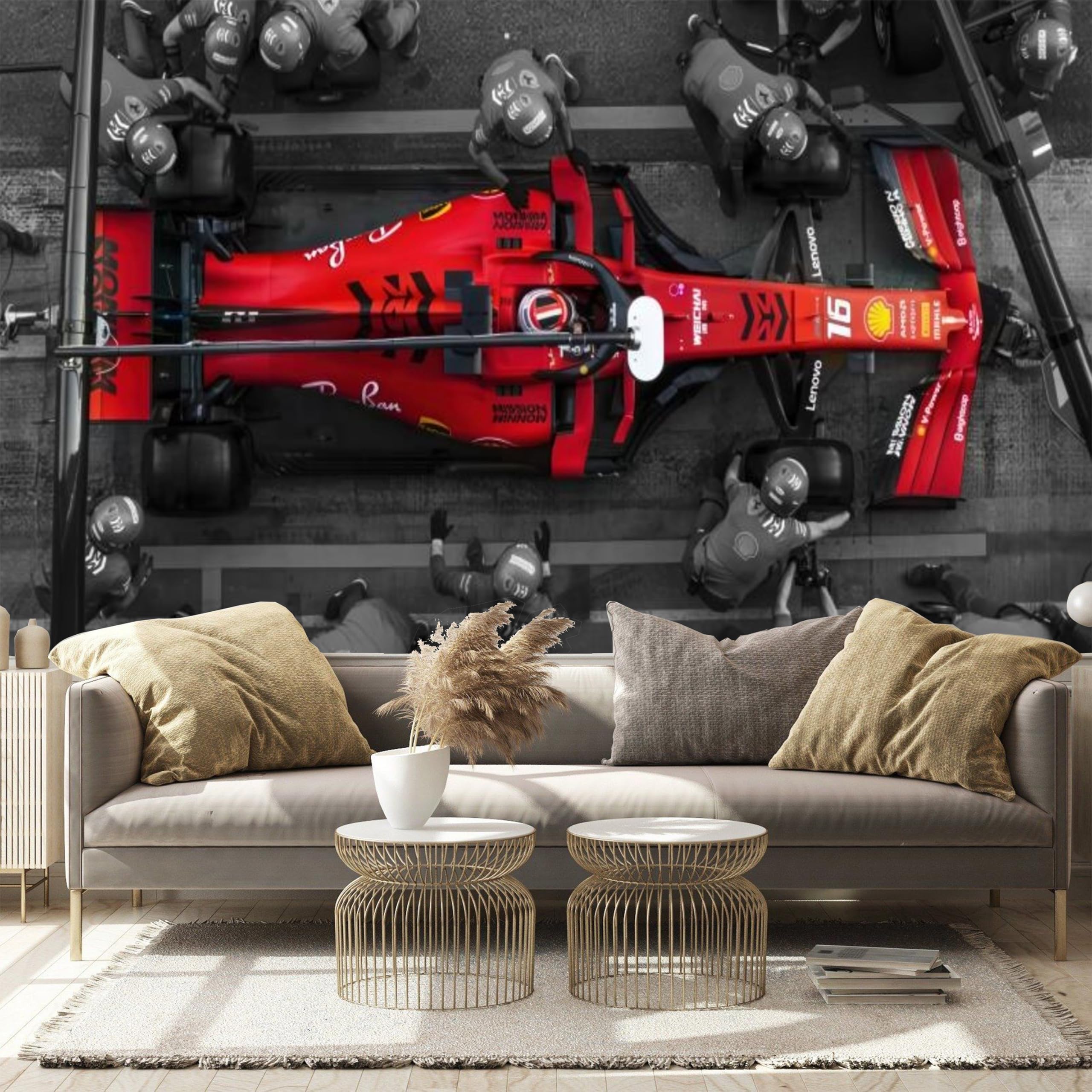 3D Red Car Vehicle Garage Self-adhesive Removable Wallpaper Murals Wall - View #4