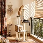 FEANDREA WoodyWonders Arbre de chat, 65-Inch Tour Cat moderne pour les chats intérieurs, Condo Cat multi-niveaux avec 5 Postes de fouille, brun rustique UPCT166X01