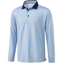Men's Long Sleeve Golf Shirts Dry Fit Print Polo UPF50+ Sun Shirts