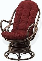 Vista 1 de Lounge - Silla mecedora giratoria Java de mimbre natural de ratán con cojín marrón oscuro, marrón oscuro