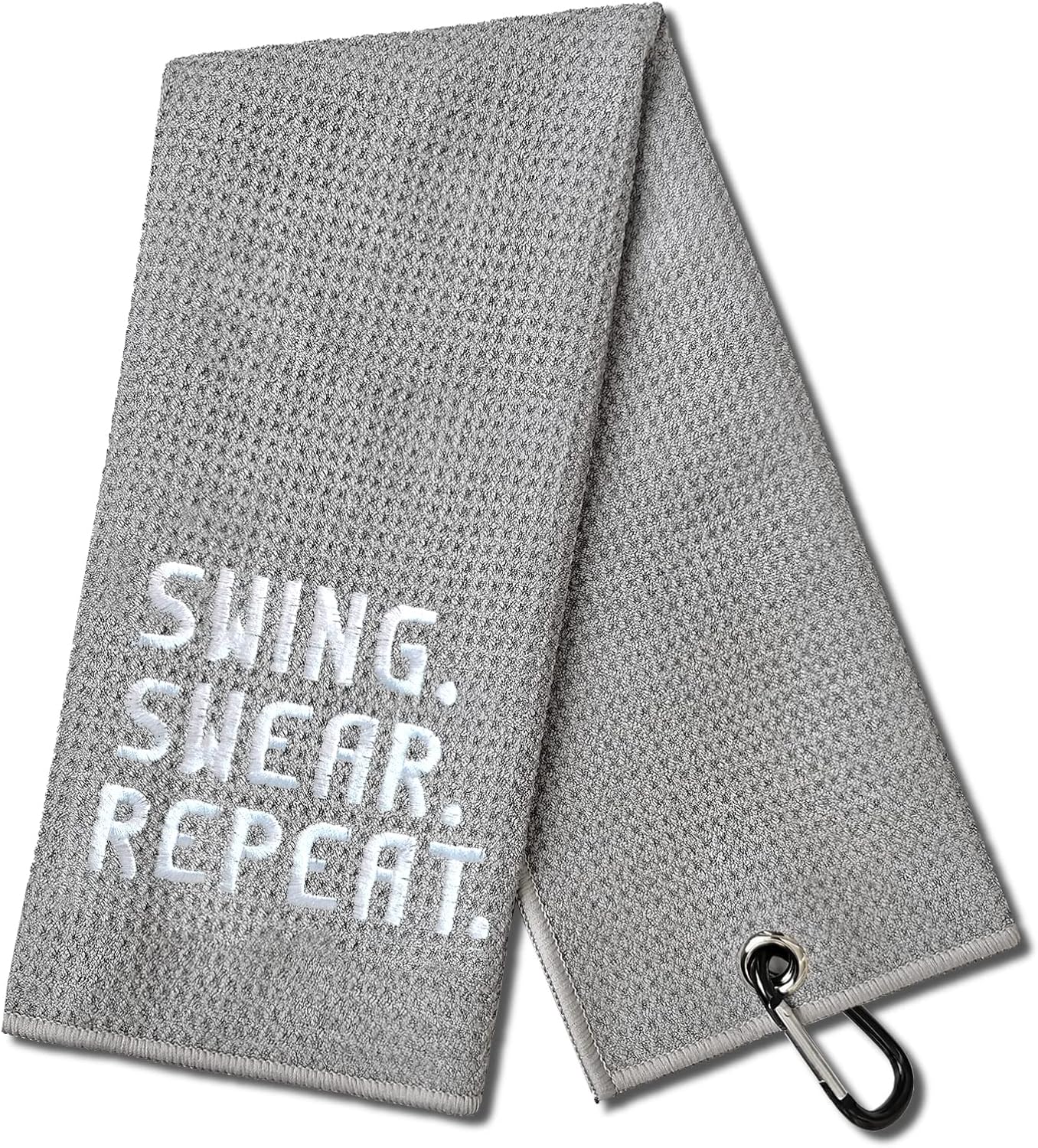 DYJYBMY Swing Swear Repeat Funny Golf Towel, Embroidered