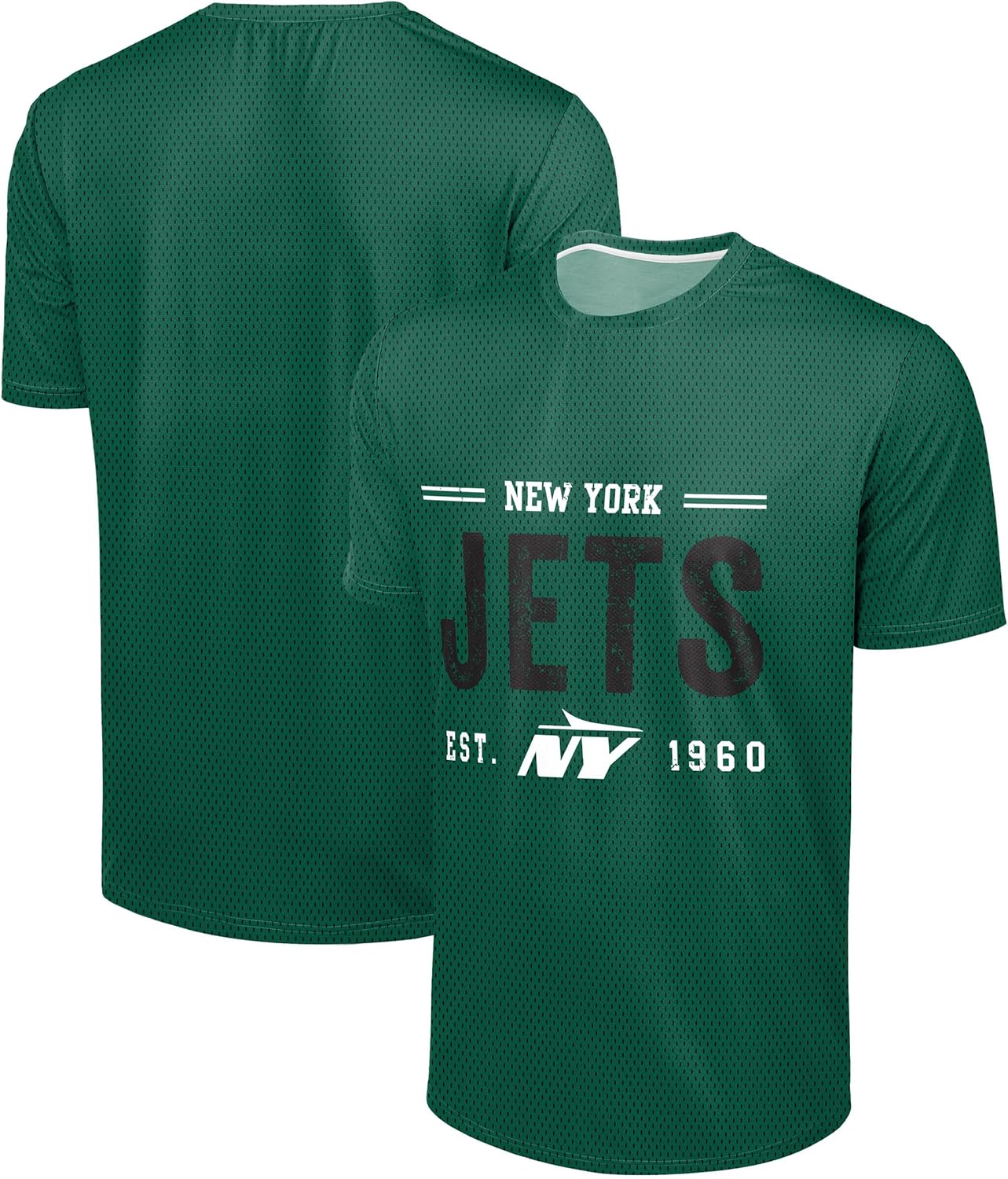 FOCO NFL Men's Officially Licensed Football Team Logo Wordmark Distressed Performance Team Color Crewneck T-Shirt