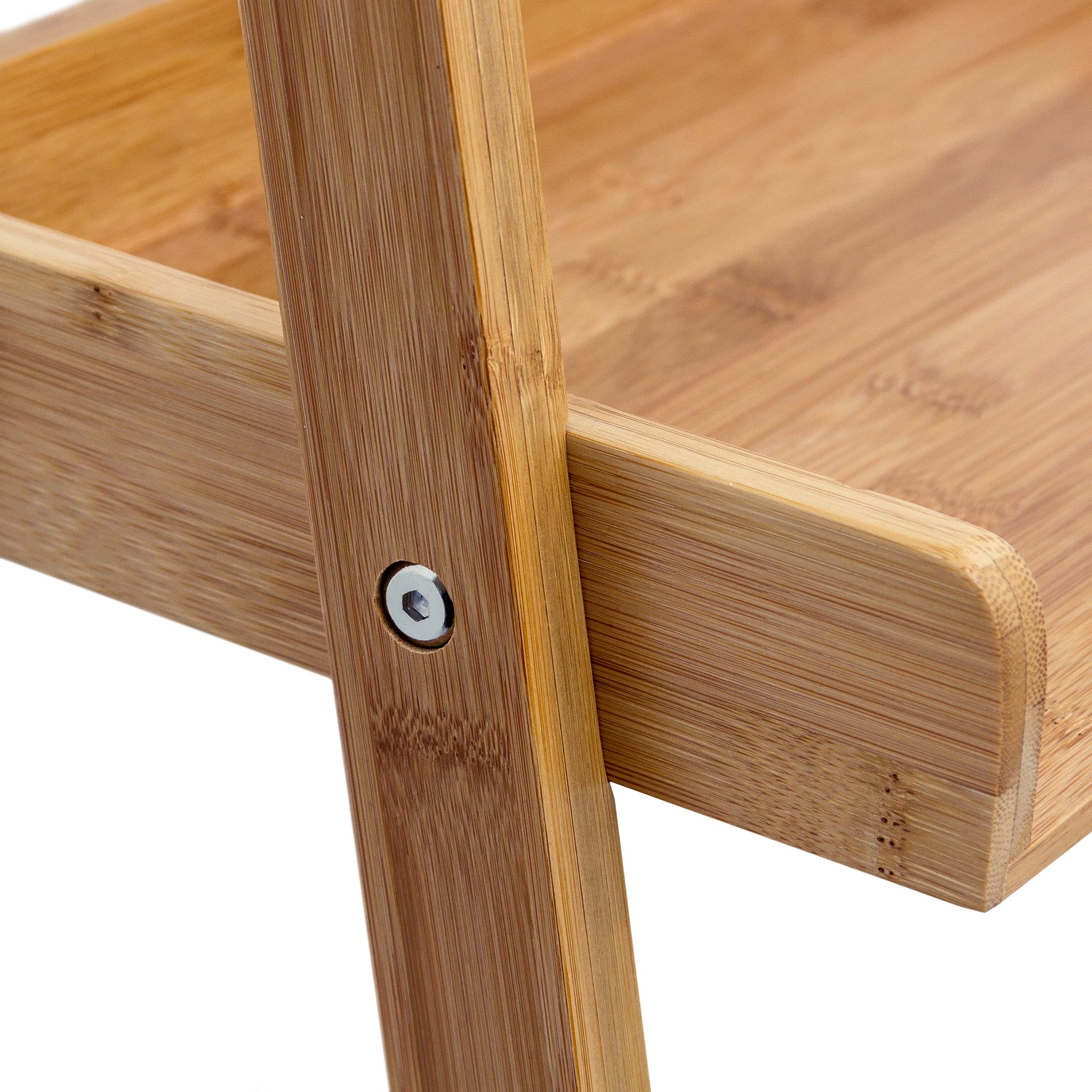 Relaxdays Leiterregal Bambus, HxBxT:176x44x37cm, 4-stufig, Standregal mit Ablagen, Holzregal, natur