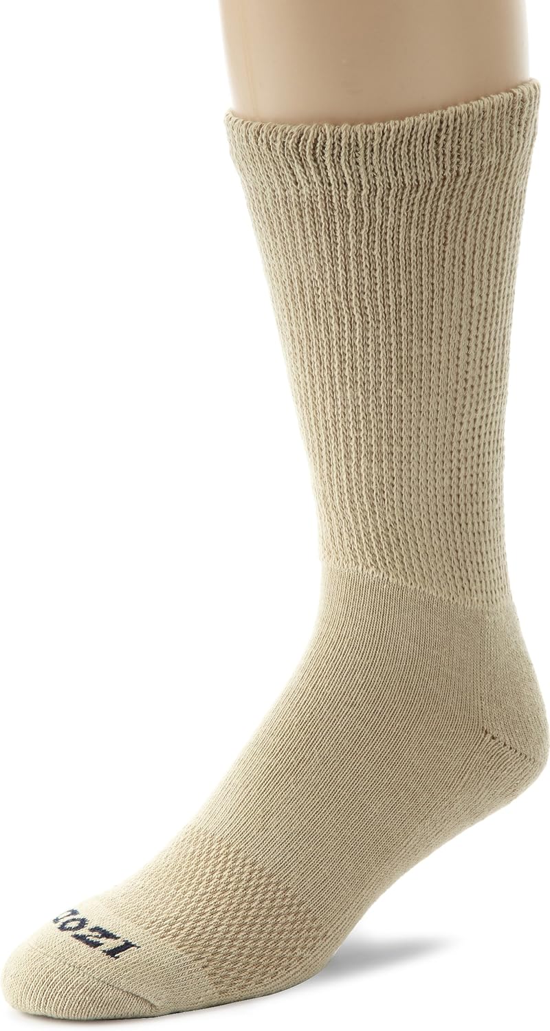 IZOD Men's 3Pack Nonbinding Cushion Crew Socks, Khaki