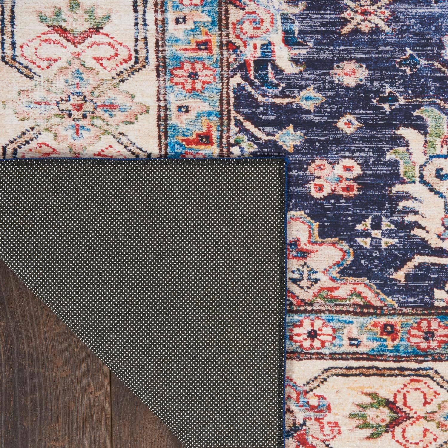 Nourison Home Fulton Navy 1'10" x 5' Area Rug - Easy Clean, Non Shedding, Bed Room, Living Room, Dining Room, Kitchen (5' Runner)