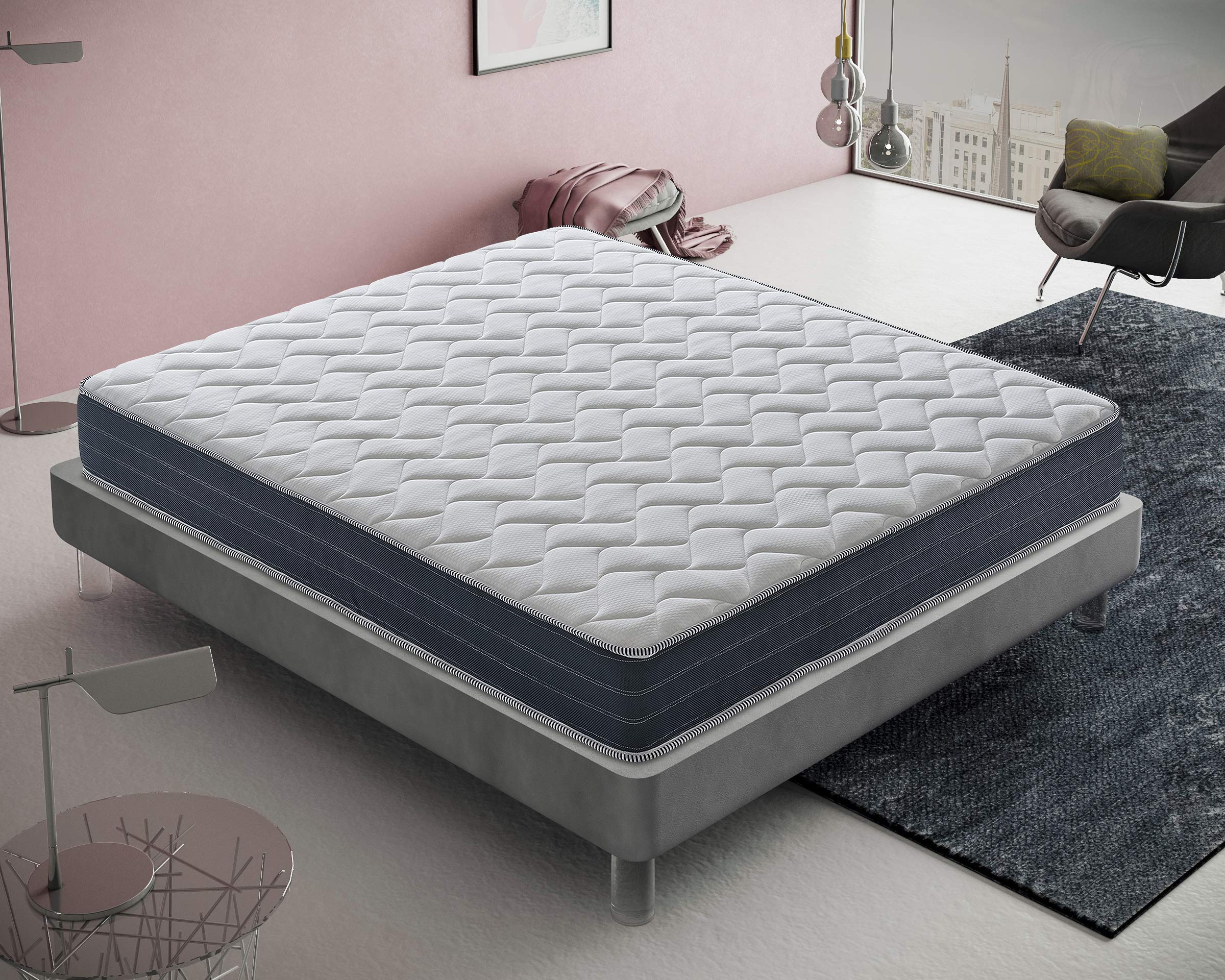 Materasso Queen Size Ibrido 25,4 Cm, Memory Foam Gel E Molle Insacchettate, Supporto Bordi, CertiPUR