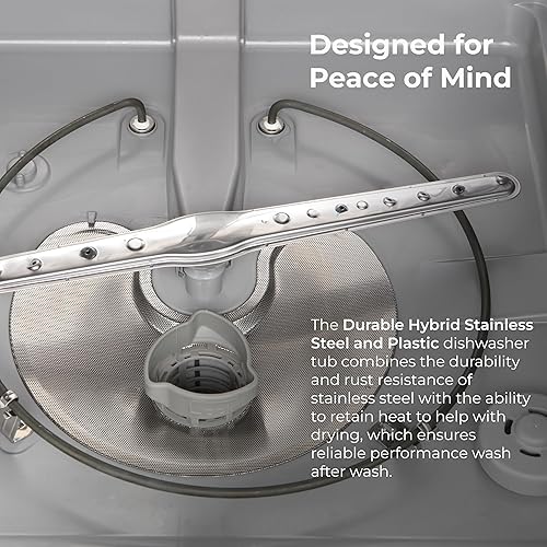 Miniatura 6 de Kenmore 2214782 - Lavaplatos híbridos prémium de 24 pulgadas, UltraWash, estante ajustable MoreSpace, alta temperatura y lavado inteligente, 12