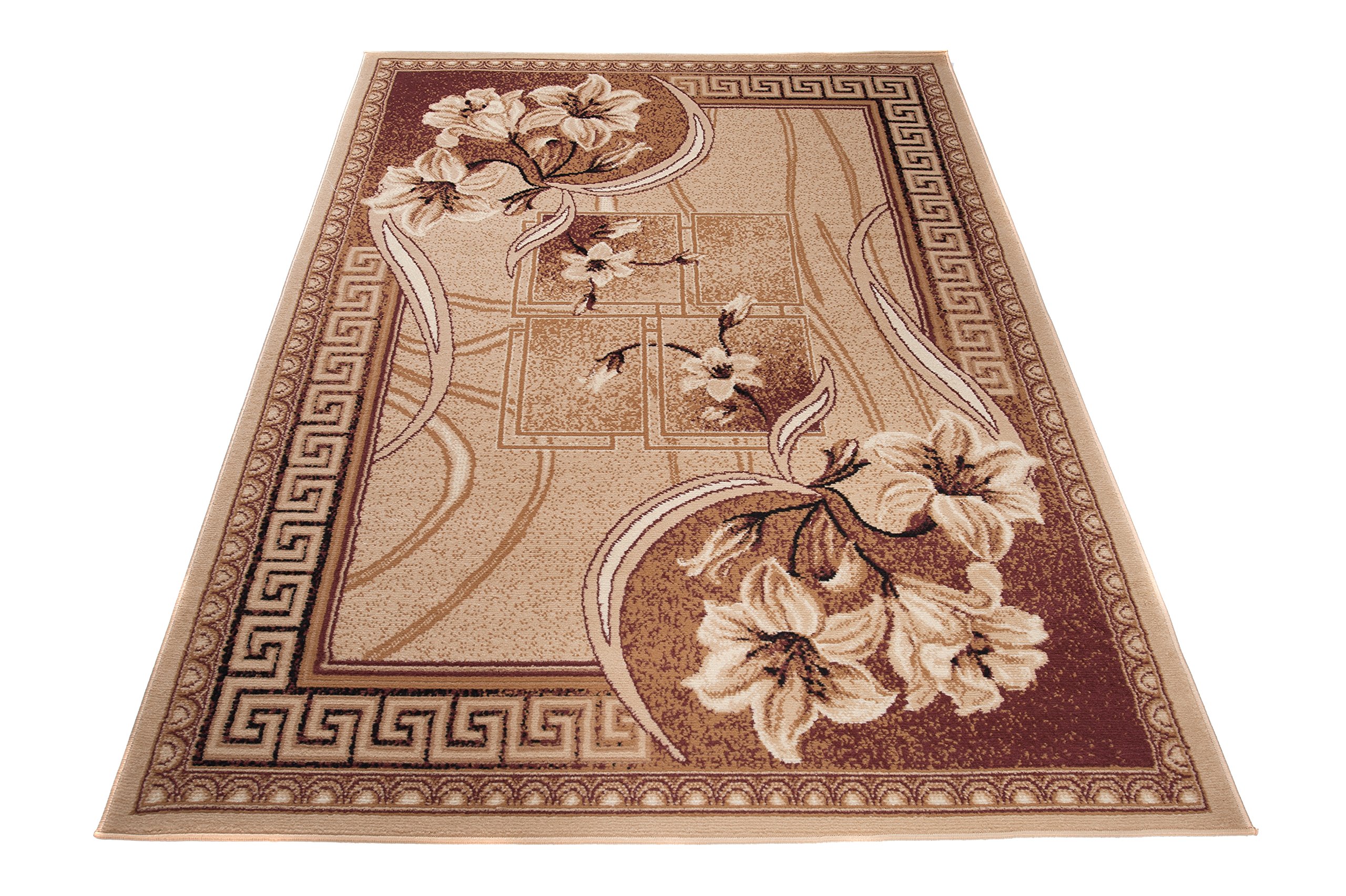 Carpeto Rugs Tappeto Salotto Classico Floreale Pelo Corto - Tappeti Salotto Grandi Dimensioni - Tappeti Camera da Letto - Tappeti Moderni Soggiorno - Beige - 120 x 170 cm
