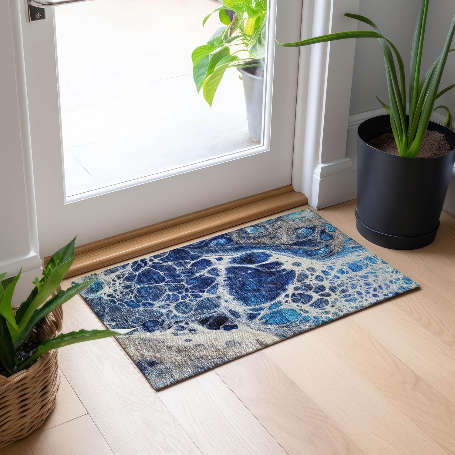 Addison Rugs Chantille ACN682 Navy 1'8" x 2'6" Indoor Outdoor Area Rug, Easy Clean, Machine Washable, Non Shedding, Bedroom, Entry, Living Room, Dining Room, Kitchen, Patio Rug