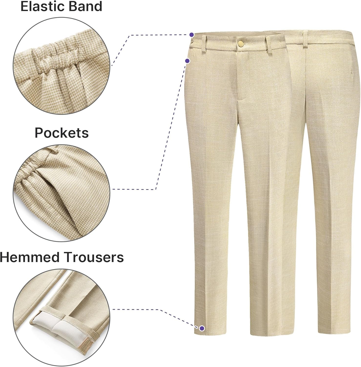 TRONSTORE Women's Suit 2 Piece Set Business Pants Suit for Women Pinstripe Houndstooth Blazer - Image 6