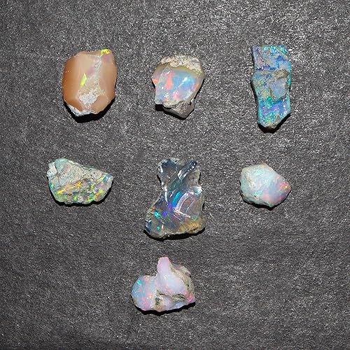Miniatura 5 de InfinityGemsArt Opal Rough, 7pcs Mix Fire Natural Raw Ethiopian Opal Stone, Crystals Gemstone, Jewelry Making Supply, Chakra Energy Healing Stone,