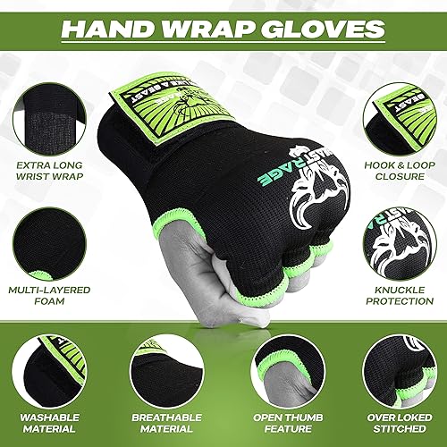 Miniatura 4 de BEAST RAGE Guantes interiores con envolturas de mano, envoltura rápida, largo de 36 pulgadas, soporte de muñeca de MMA, vendajes Muay Thai,