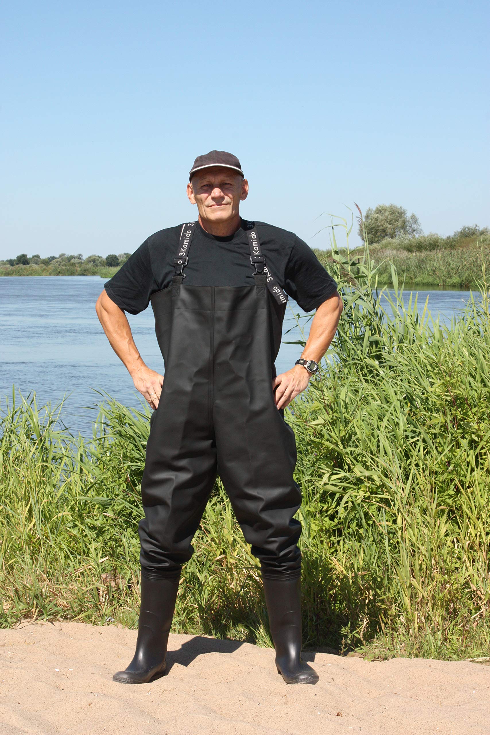Trampolieri da Pesca Classic, Serie 680, Standard, Waders Pesca, Stivali da Pesca, Stivale scafandro, Colore: Nero, Verde 39-47EU