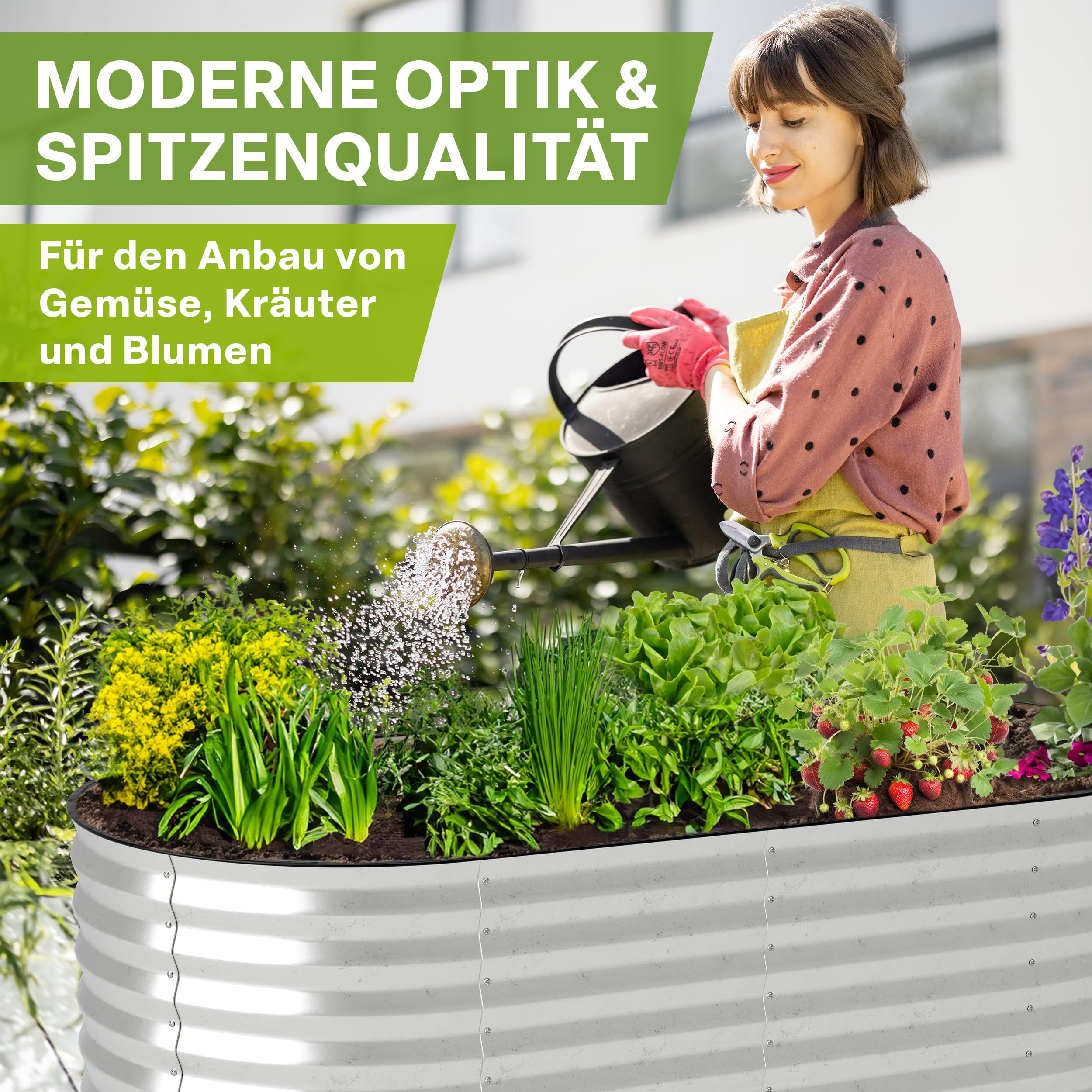 TTL GARDEN 160x80x80cm Spirit M Metall Hochbeet Silber - Stahl rostfrei verzinkt Wellblech ovale Form groß sehr stabil & wetterfest Garten Beet für Gemüse Kräuter Blumen Gartenbeet Gemüsebeet