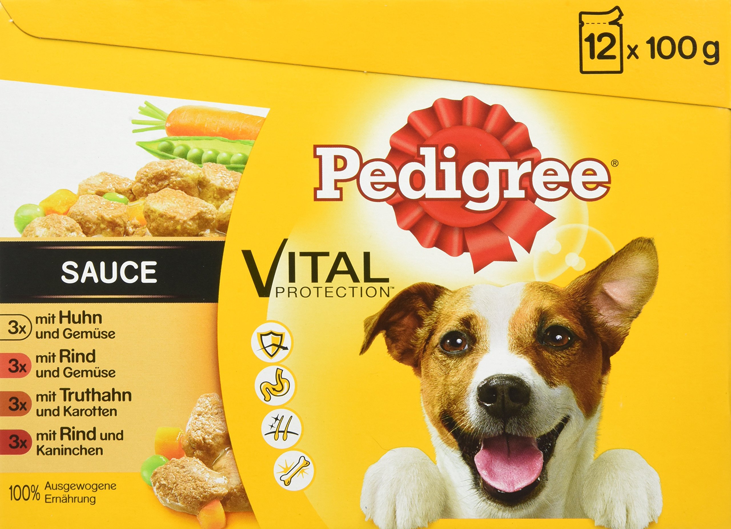 Pedigree Vital Protection dog food with beef and lamb, 24 bags