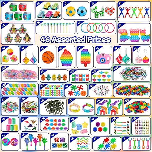 Miniatura 3 de Funeed 1000 piezas de recuerdos de fiesta, caja del cofre del tesoro, juguetes para el aula, premios para fiestas de cumpleaños infantiles, relleno