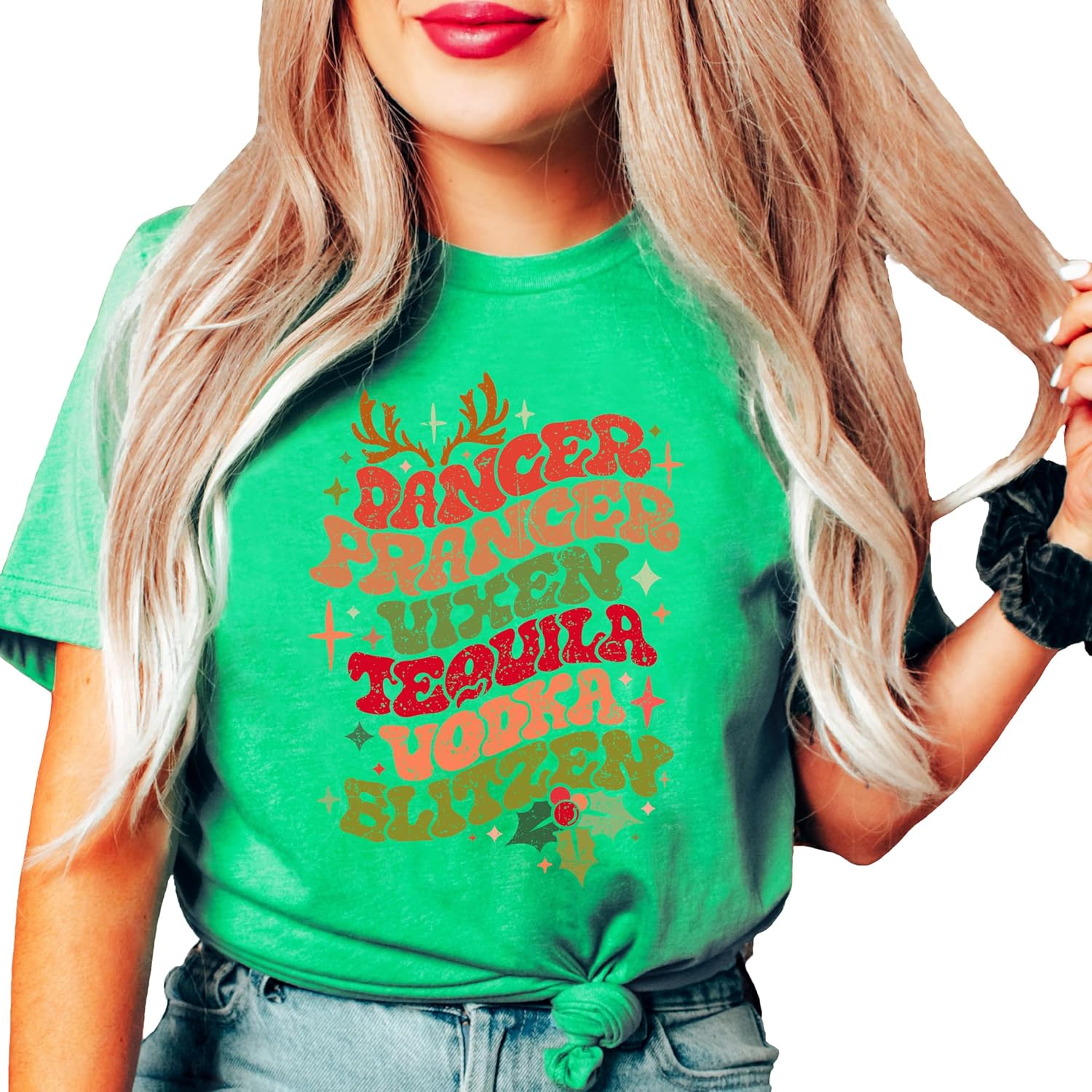 Funny Christmas Reindeer Names Shirt for Adults for Christmas Season and Holiday Parties Outfit