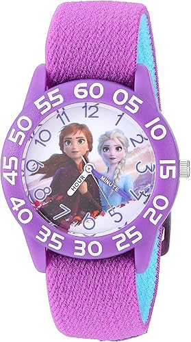 Disney Frozen Kids' Plastic Time Teacher Analog Quartz Nylon Strap Watch