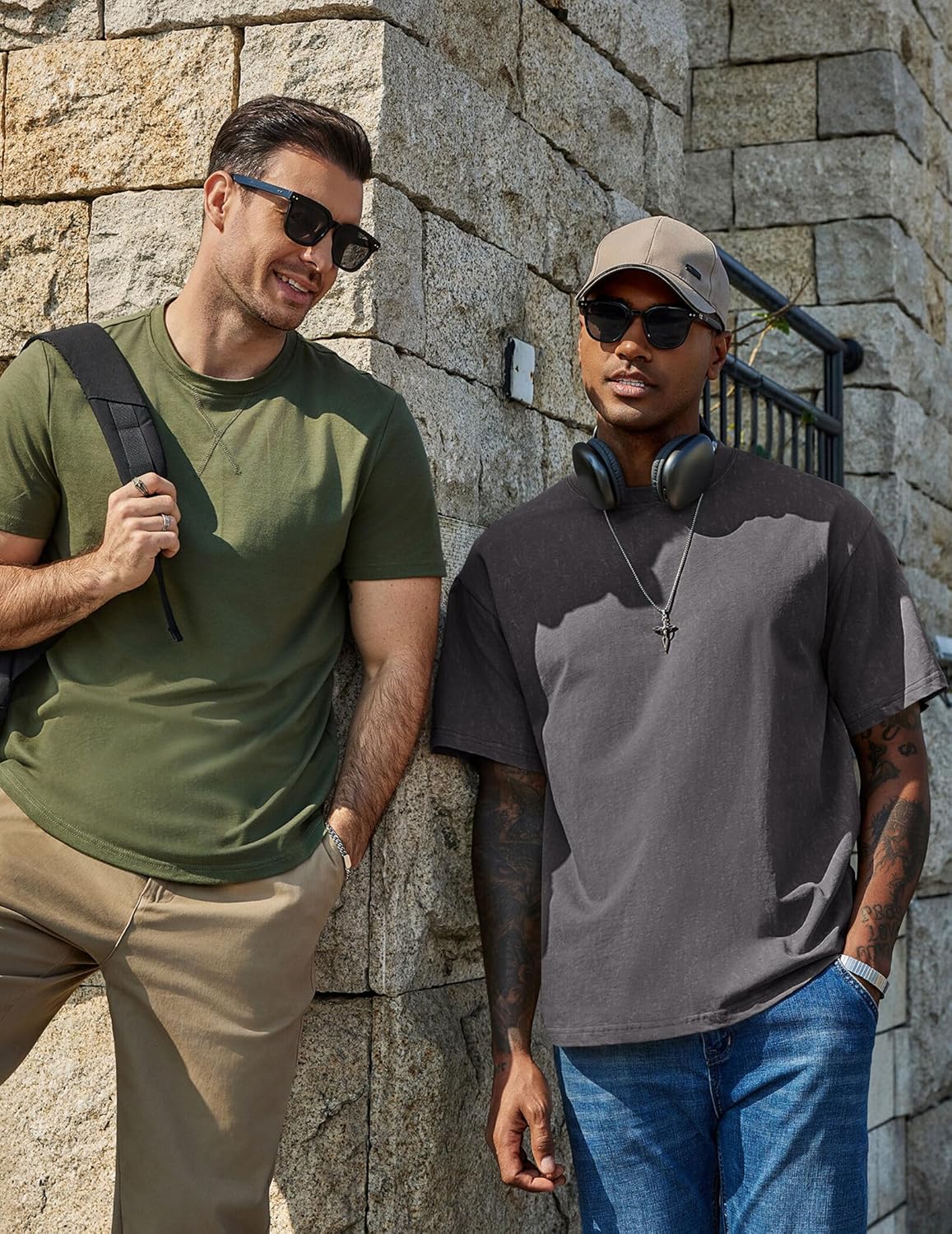 COOFANDY Men's Cotton T-Shirts Oversized Shirt Short Sleeves Streetwear Loose Fit Summer Tee Tops Washed Basic Unisex Shirts - Image 6