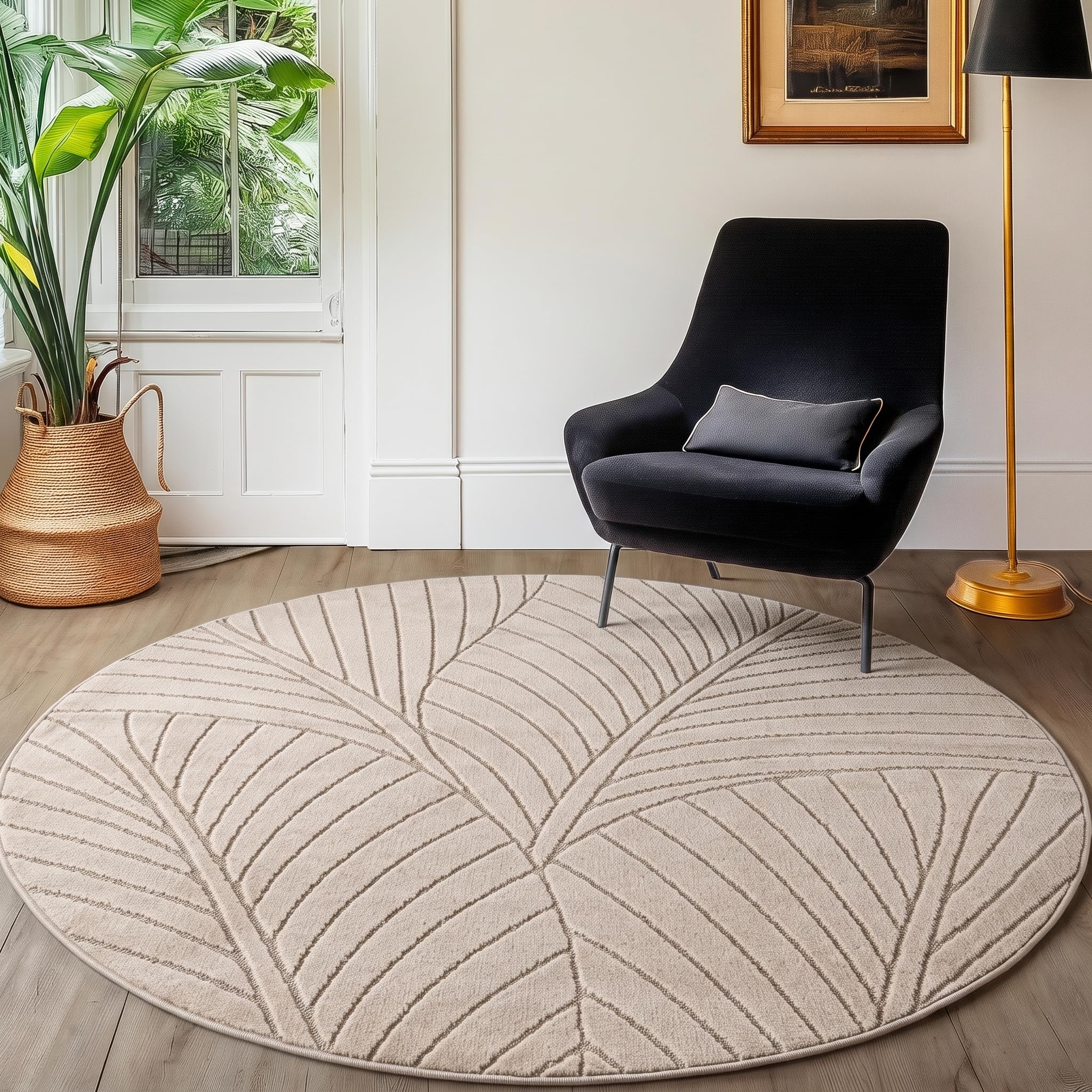 SIMPEX Kurzflor Teppich Wohnzimmer, Schlafzimmer, Küche, 3D Hoch-Tief-Effekt, Skandinavisch Boho Motiv, für Outdoor Bereich geeignet Terrassen oder im Balkon