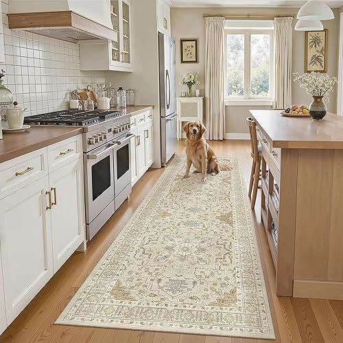 Miniatura 240 de Madane Alfombra lavable de 2 x 3 pies, alfombra de entrada pequeña, antideslizante, vintage, para entrada interior, alfombra de pelo bajo