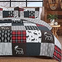 Vista 8 de Cozy Line Home Fashions Juego de ropa de cama reversible de 100 % algodón, diseño de retazos rojos con estampado floral de cachemira y volantes