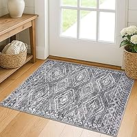 Vista 39 de KILOCOCO Tapete de entrada lavable a máquina, pequeño, para interior, súper suave, antideslizante, diseño geométrico, para cocina, dormitorio, Gris