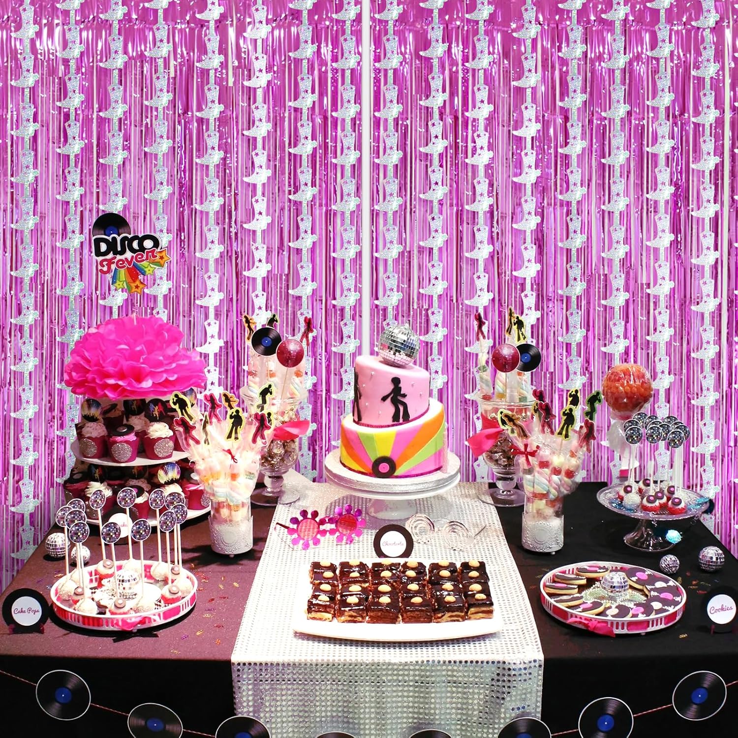 Cowgirl Party Decorations Set, 2 Pcs Pink Tinsel Fringe Curtains+ 2 Pcs Silver Cowgirl Boot Iridescent Foil Curtains for Wedding Birthday Bachelorette Party Favors - Image 7