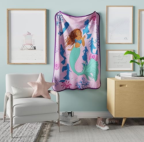 Miniatura 6 de Franco Disney's The Little Mermaid Ariel - Juego de ropa de cama para niños de película de acción en vivo, súper suave, juego de edredón y sábanas y