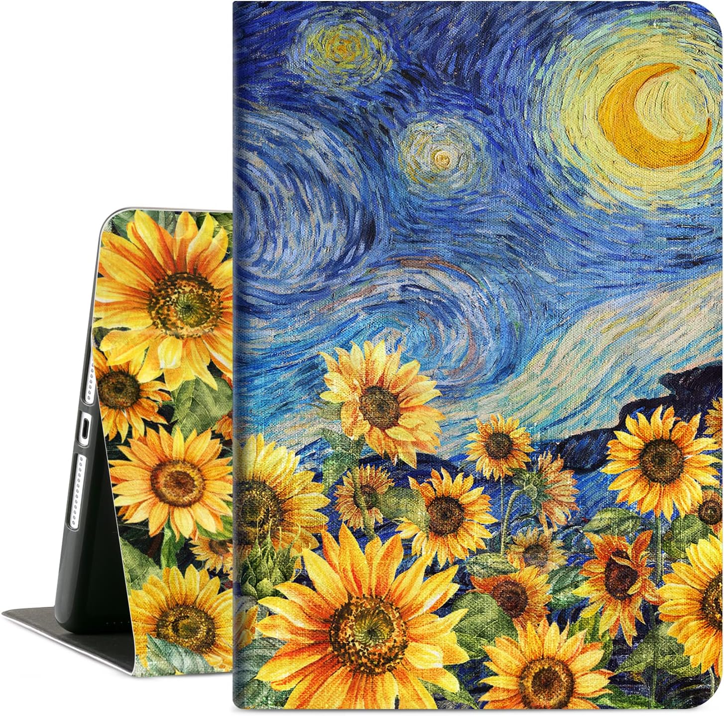 iPad 9th/8th/7th Generation Case 2021/2020/2019, Starry Night Sunflowers