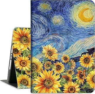iPad 9th Generation Case, iPad 8th Generation Case, iPad 7th Generation Case, iPad 9/8/7 10.2 inch Shockproof Case Multi-Angle View with Adjustable Stand Auto Wake/Sleep, Starry Night Sunflower