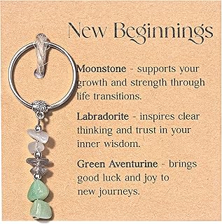 TAGOMEI Natural Crystal Keychain Gifts for Women Girls, Retirement Gifts for Women Friends Gift for New Beginnings, Healing Stones Keychain for Anxiety Relief, Going Away, Graduation New Job Promotion