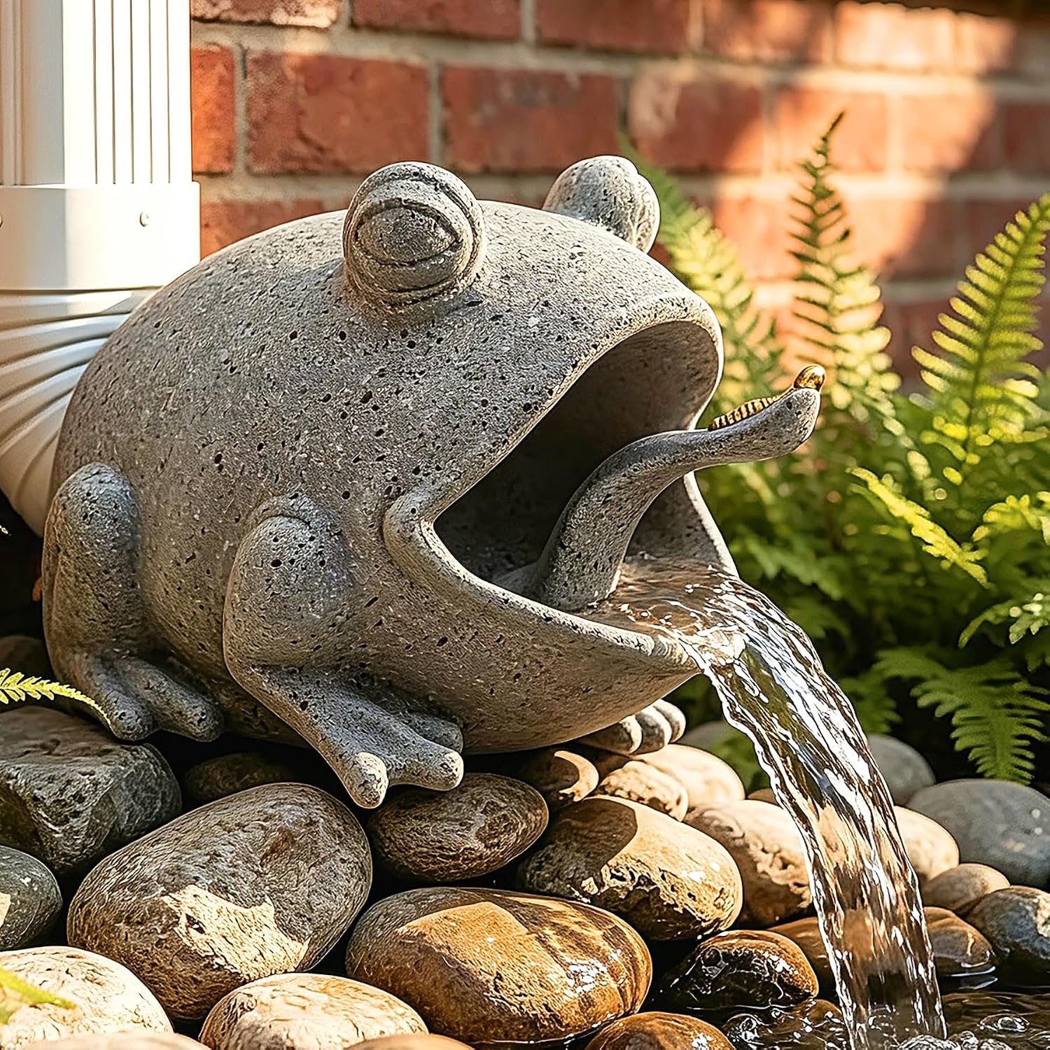 Teaeeno Frog Gutter Downspout Extension Decorative, Animal Gutter Extension Decor Statue,3"×4" Rain Gutter Downspout Splash Block,Garden Splash Block Outdoor Sculpture (Grey)