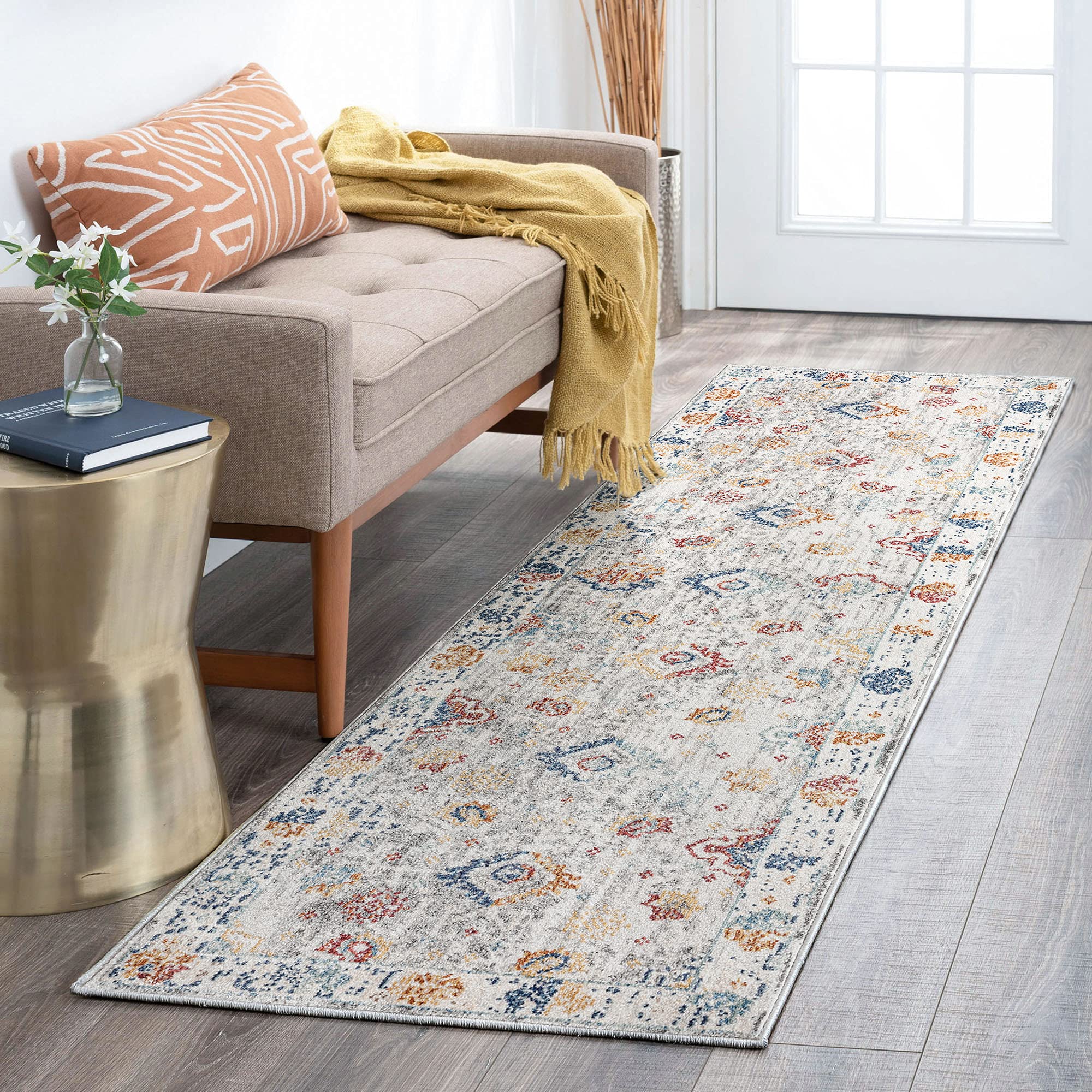 Tayse Georgette Cream 2x8 Hallway Runner Rug - Kitchen Rug - Walkway or Entryway Rug Carpet - Alfombras para Salas - Traditional, Floral