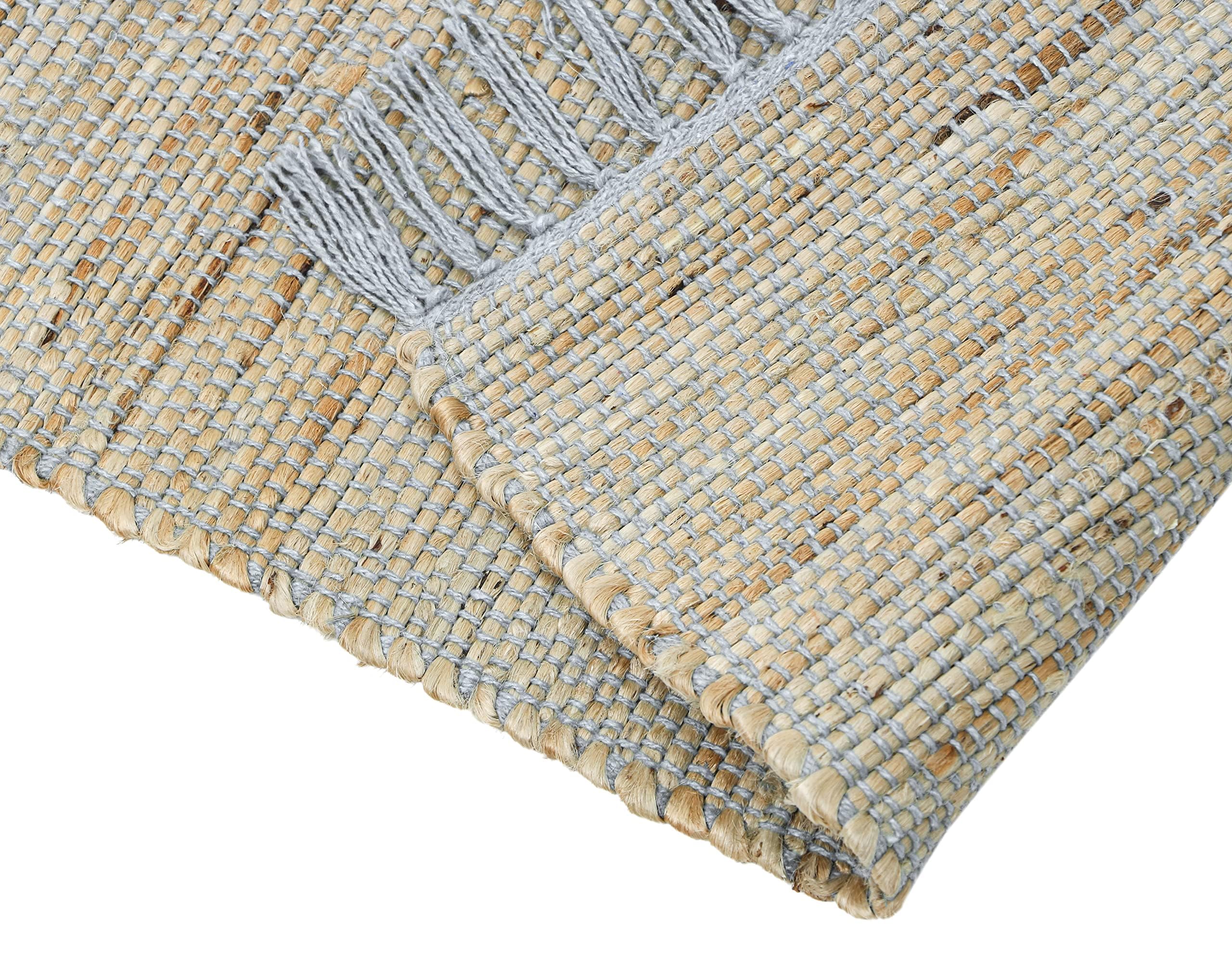 THE HOME TALK Designer Braided Table Runner | Stylish 4-6 Seater Décor for Dining Table, Parties, Events | Bohemian Design Hand Woven | Jute Fabric | Decorative Mats | 13 x 72 Inches | Light Grey