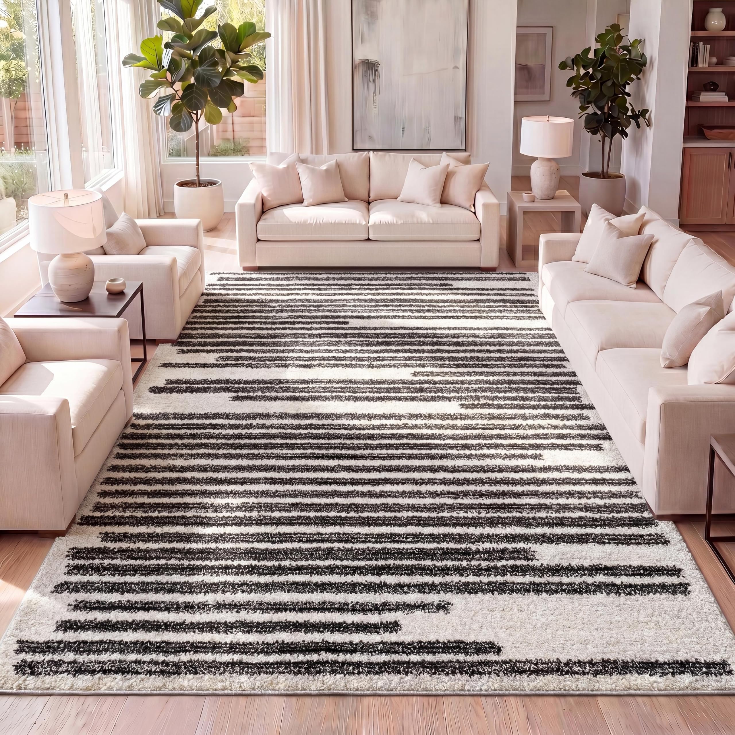 Amazon.com: JONATHAN Y Khalil Modern Berber Stripe Cream/Black