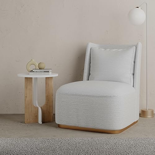 Miniatura 4 de JV Home Luna - Mesa auxiliar redonda estrecha y moderna con almacenamiento, mesa auxiliar decorativa estrecha de Nuit  Mesita de noche pequeña para