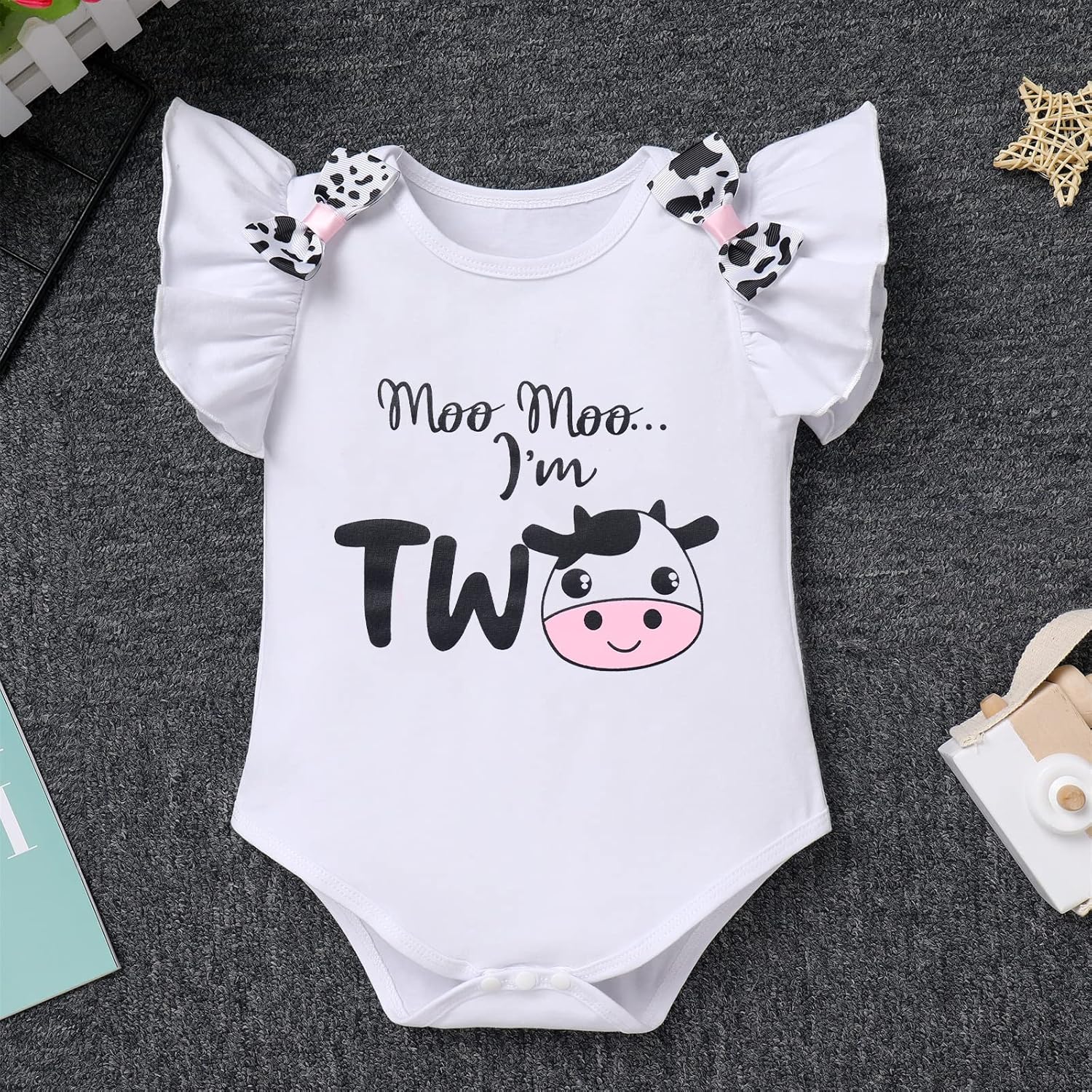 Baby Girl 1st Birthday Outfit Farm Cow Ladybug Romper Tutu Skirt Headband Christmas Bee Cake Smash Photo Shoot Clothes - Image 2