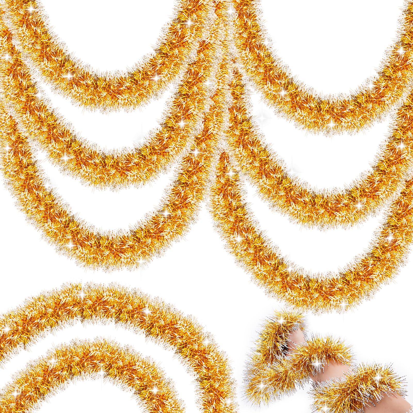 Amazon.com: 50Ft Christmas Garland Gold,Christmas Tinsel Garland ...