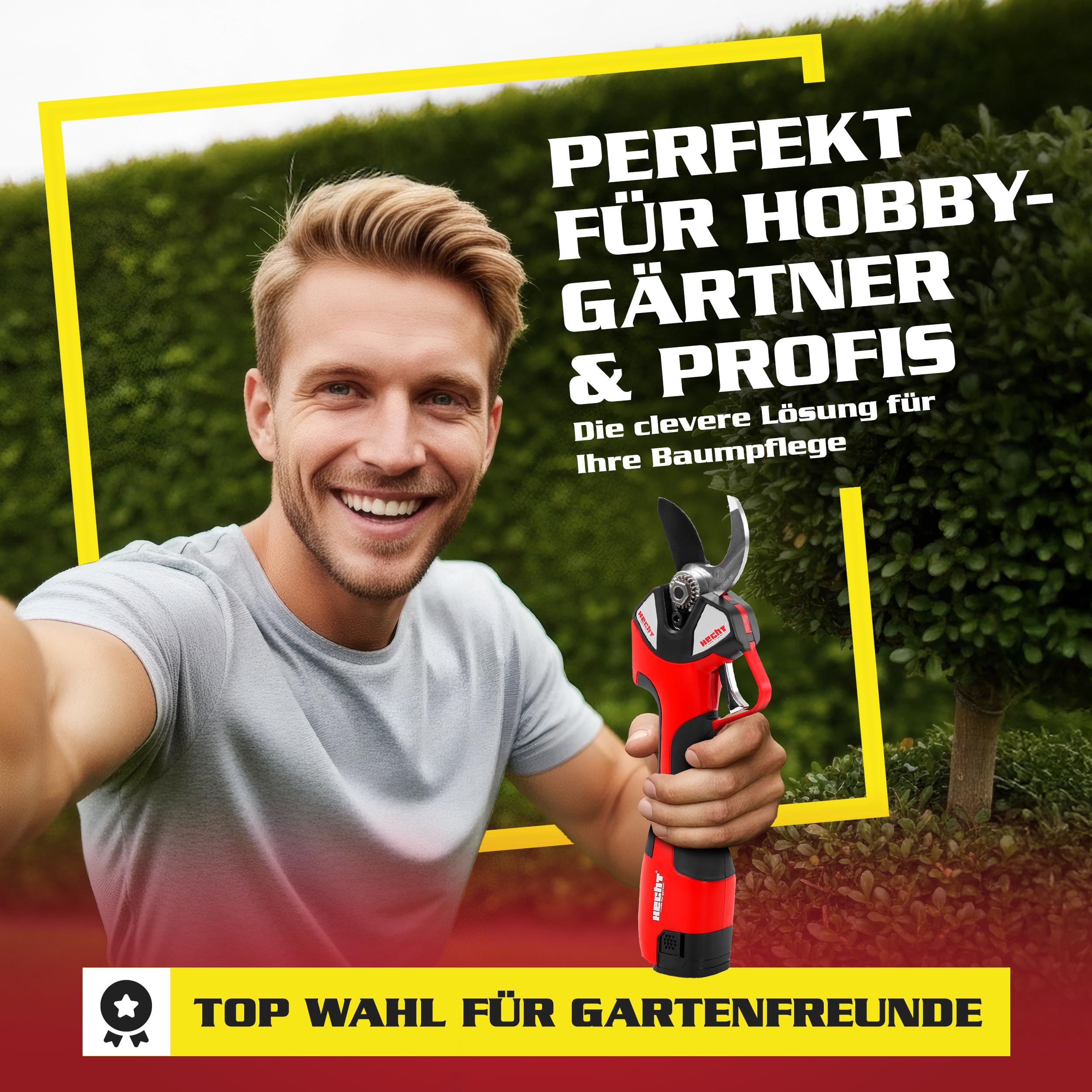 HECHT Akku Astschere 32 mm und Mini Kettensäge 14 cm 2 Akkus