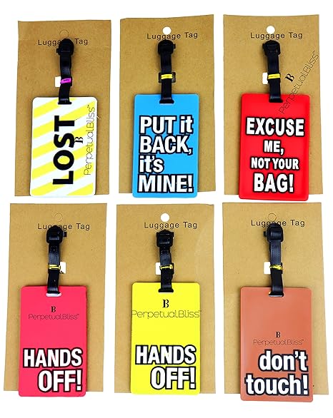 Laxmi Collection Perpetual Blisstm Rubber Kids Quotation Tag for Luggage, 8 x 1 x 18cm(Multicolour) - Pack of 6